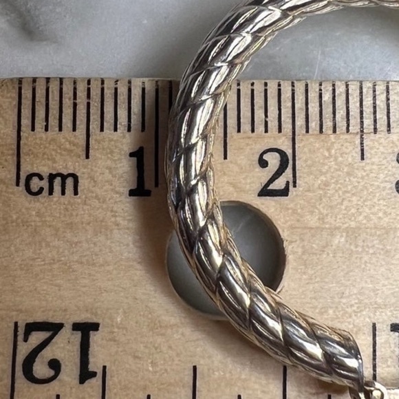 Vintage Designer Hoop Earrings Solid 925 Sterling Silver Large Hoops Etched - Picture 6 of 12